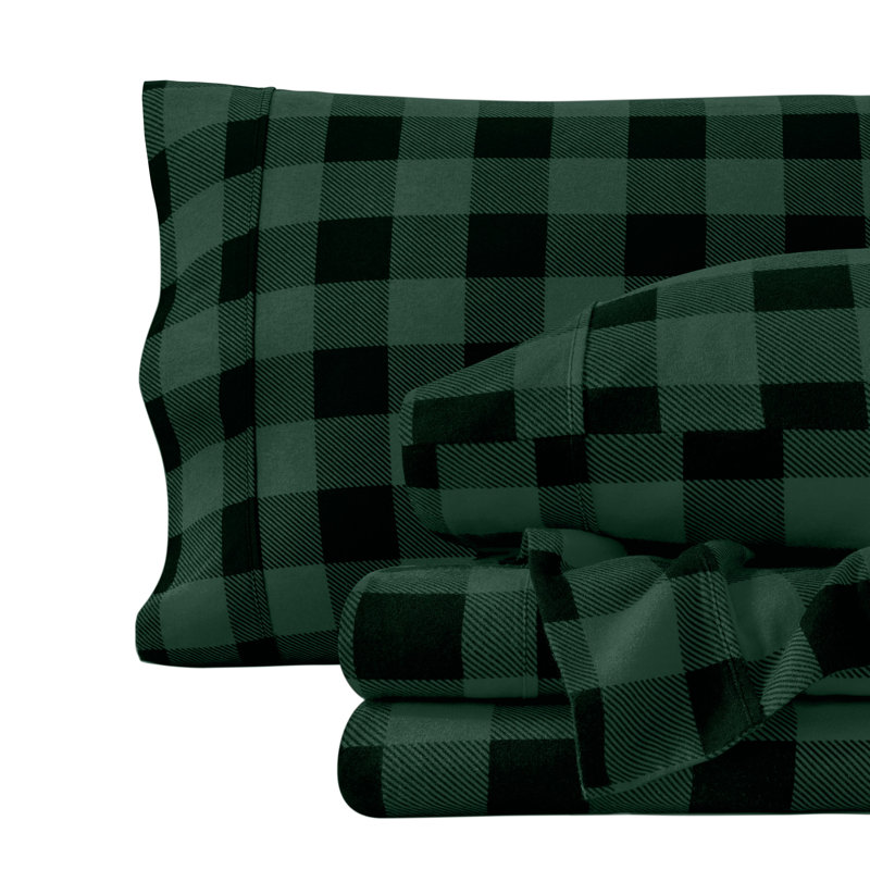 Ensemble de draps 100% flanelle de coton, Ensemble de draps pour grand lit avec 2 taies d'or
