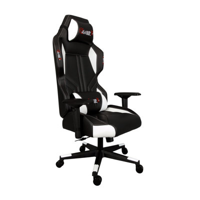East Urban Home Adjustable Reclining Ergonomic Swiveling PC & Racing Game Chair in White/Black