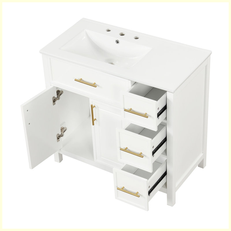 Meuble-lavabo moderne avec deux portes et trois tiroirs