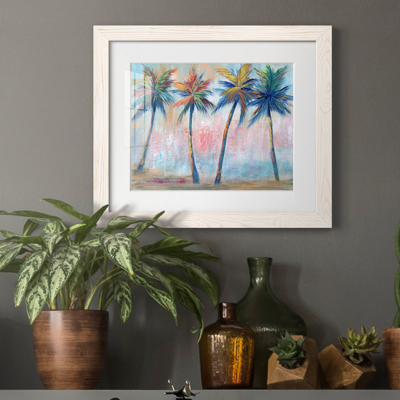 Color Pop Palms - Reproduction d'art sur papier encadrée, H 20 po x l 17 po x P 1,5 po, Papier encadré blanc