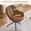 Fauteuil d'appoint ergonomique pivotant et rembourré brun pour la salle à manger, la cuisine et le bureau à domicile-1728593205