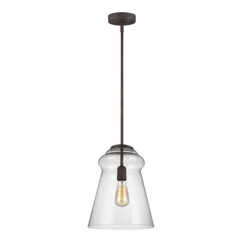 Luminaire suspendu en forme de cloche à 1 lumière Levine, Fer vieilli foncé