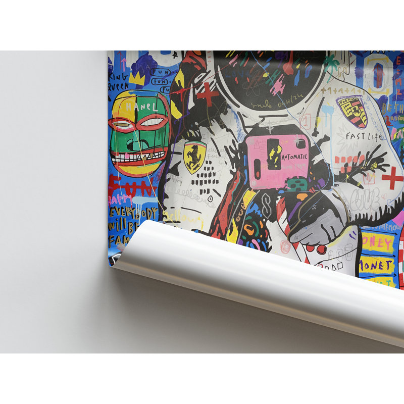Art moderne sur toile, art mural moderne pour les passionnés de l'espace, H 30 cm x l 20 cm, Cadre flottant blanc