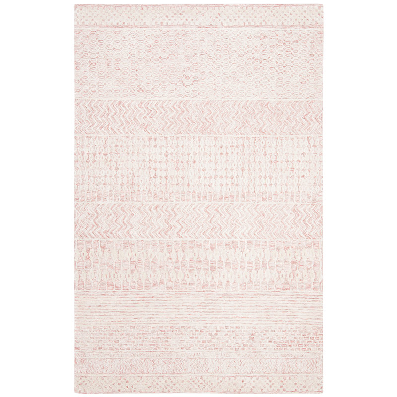 Tapis rose pâle en laine et viscose touffeté à la main Caudill, Rectangle 6 pi x 9 pi