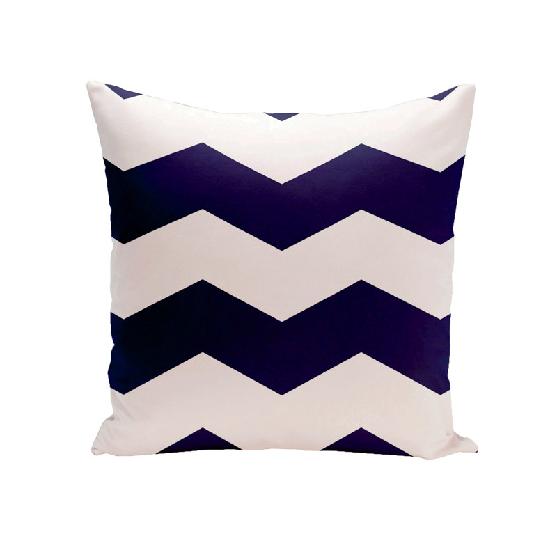  Chevron Stripes Geometric Outdoor Square Pillow Cover & Insert, Navy, 26" x 26"