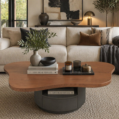 Table basse irrégulière avec 2 tiroirs Cloud