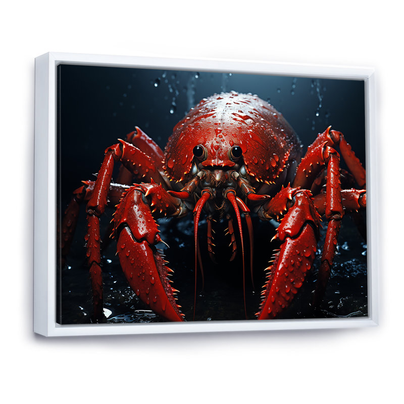 Red Mantis Shrimp II, reproduction d'art sur toile, Cadre flottant blanc, H 34 po x l 44 po x P 1,5 po