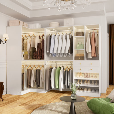 Navada 90.5" x 16" Freestading Closet System with Wooden Drawer
