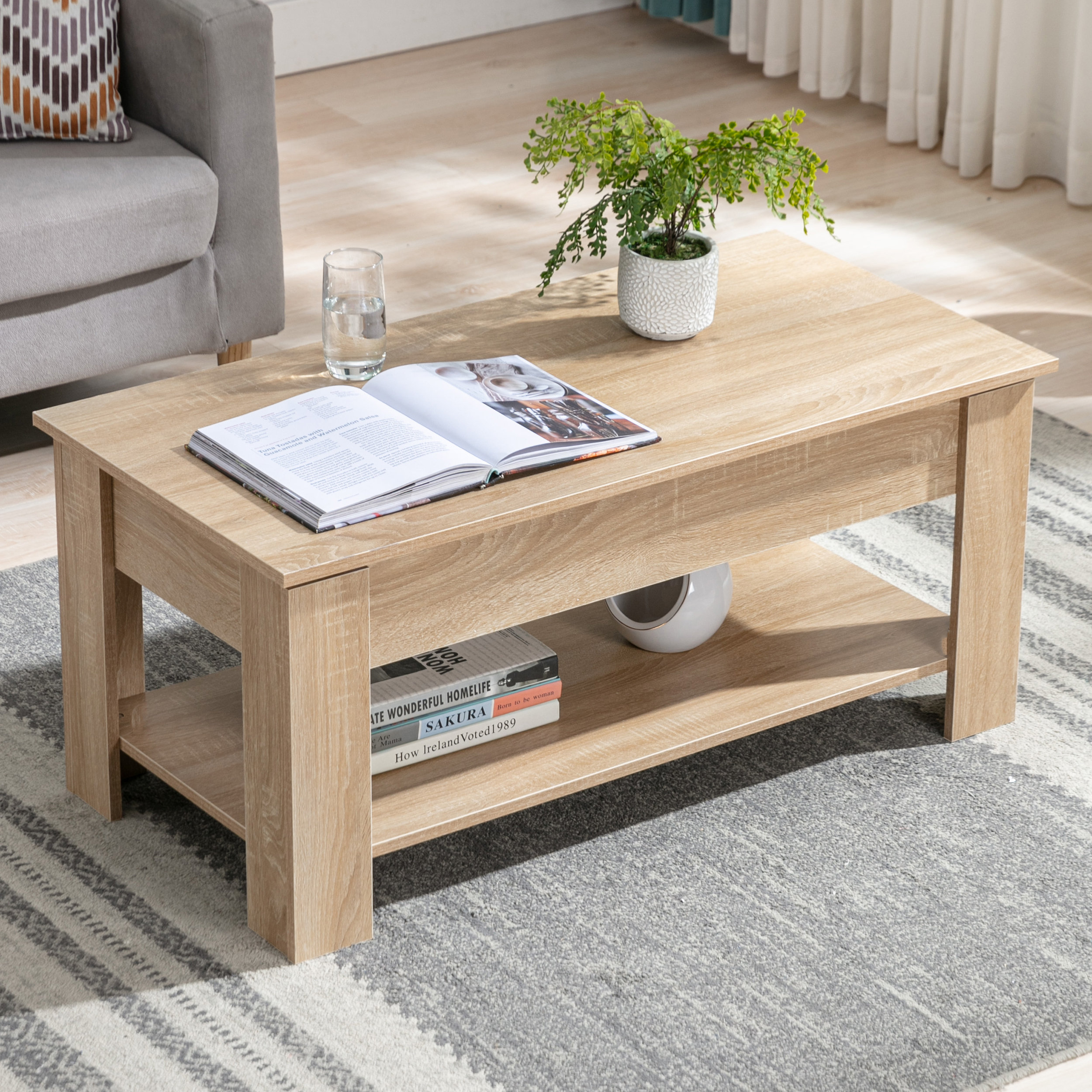 Lift top coffee table deals with drawers