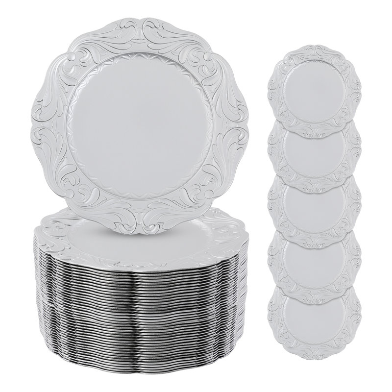 Plastic Charger Plates(Set Of 100), Silver