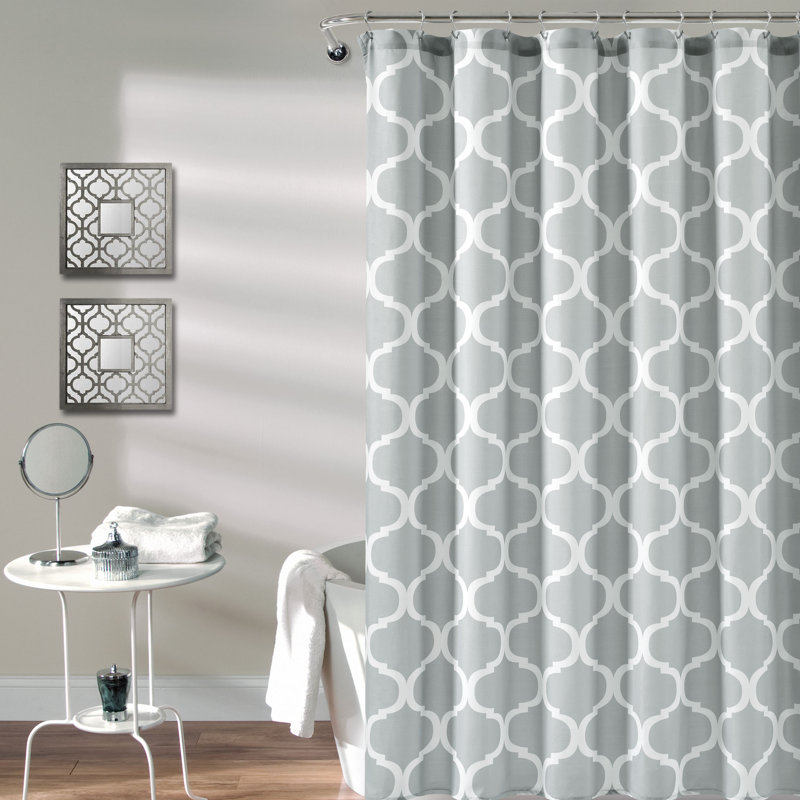 Rideau de douche géométrique simple Geo, Gris clair