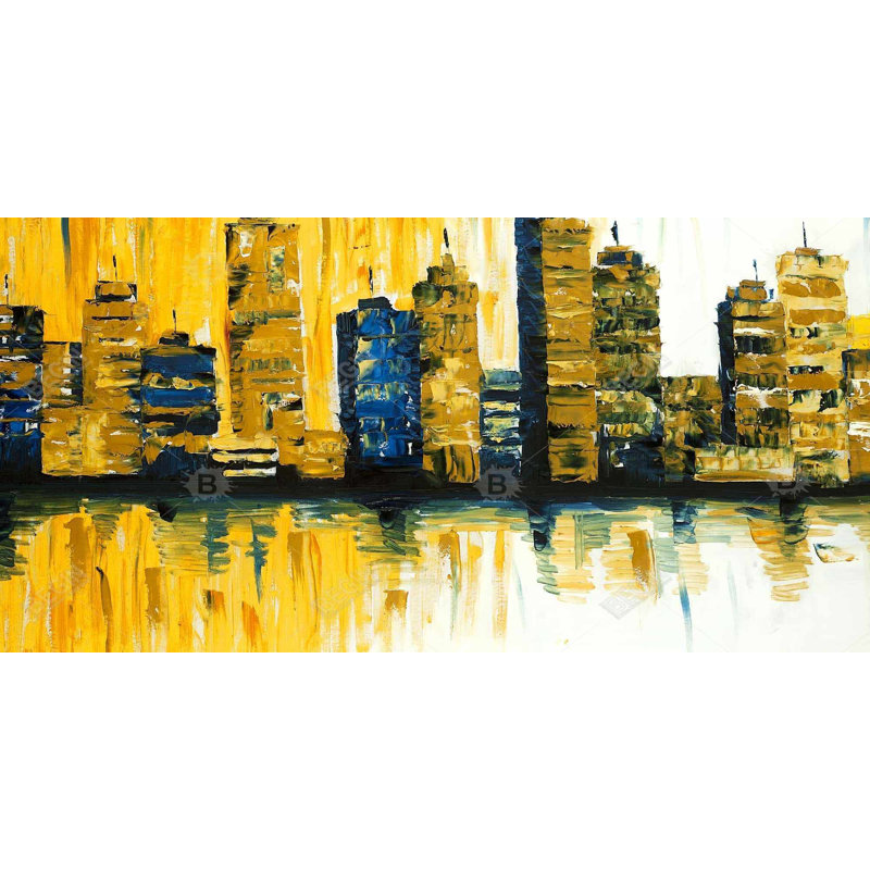 Yellow abstract skyscraper 1 - 15.75"x31.50" Desk mat