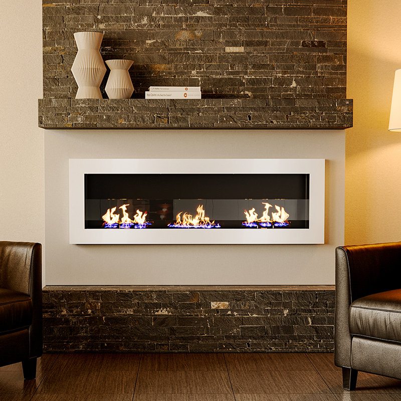 Beland Wayfair Basics™ 120cm W White Bio-Ethanol Fireplace
