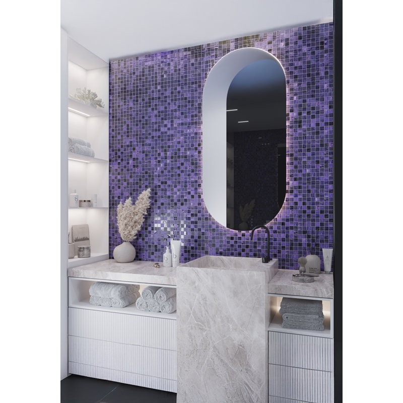 Carreau de mosaïque mural 11 po x 11 po, Mauve