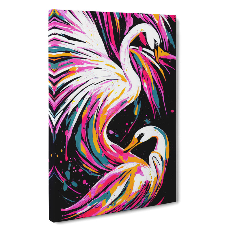 Two Swans In Colour - Wrapped Canvas, 76cm H x 50cm W x 3cm D