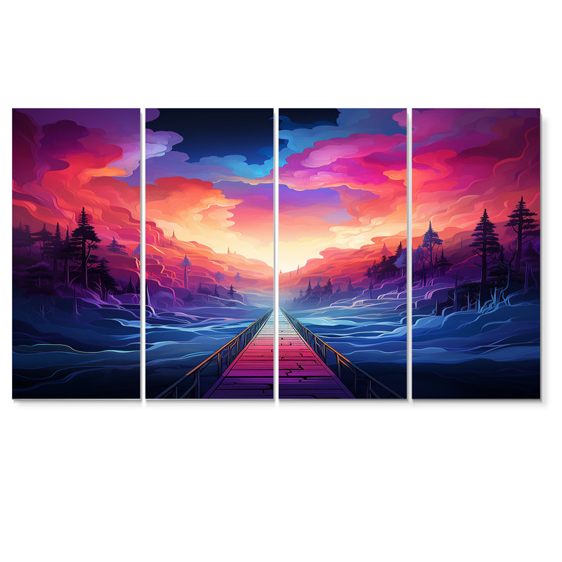 Cruce - paysage abstrait 4 pièces, H 28 po x l 48 po