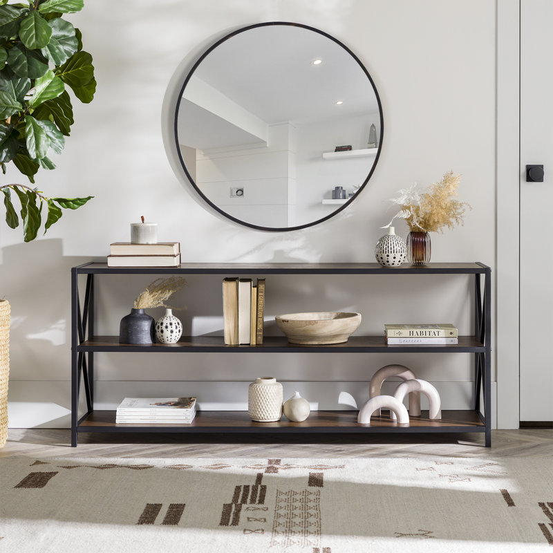 Bremer 65.1cm H x 152.4cm W Steel Library Bookcase, Dark Walnut