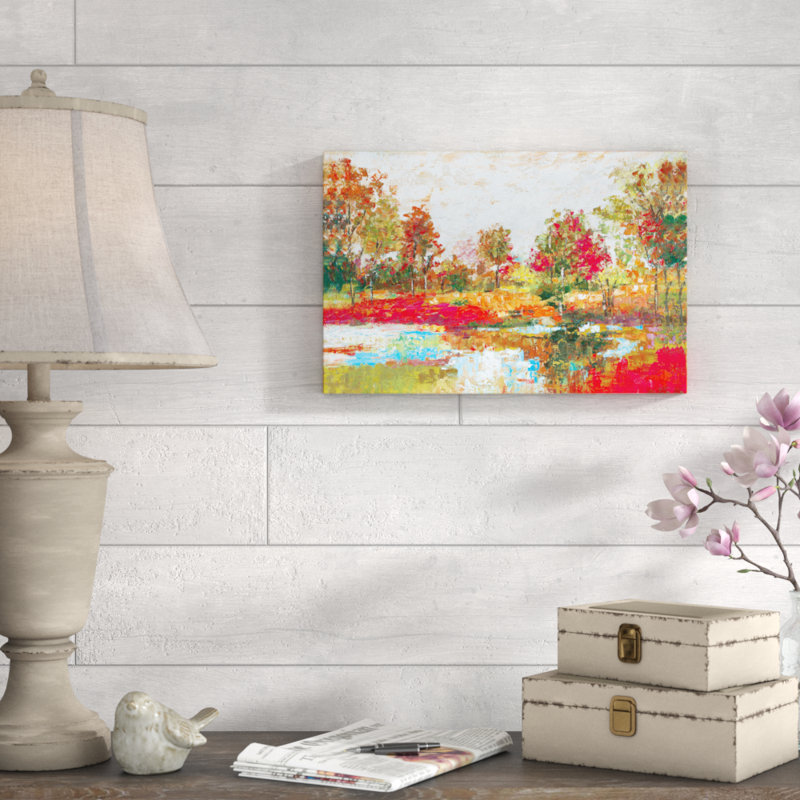 «Colorful Palette Knife Landscape», reproduction sur toile, H 12 po x l 18 po