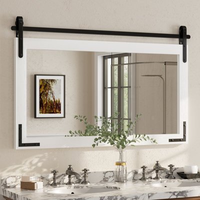 Amara Rustic Farmhouse Solid Wood Framed Tempered Glass Wall Mirror