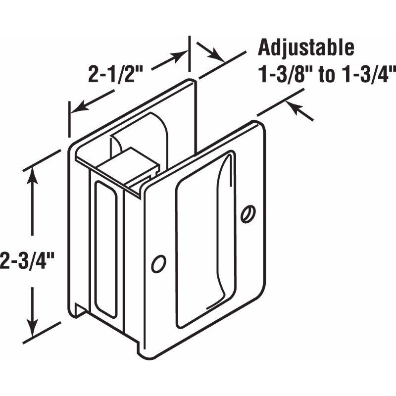 Pocket Door Handle and Pull, 2-1/2 in. L X 1-3/8 in. W X 2-3/4 in. D, Solid (Single Pack), Silver