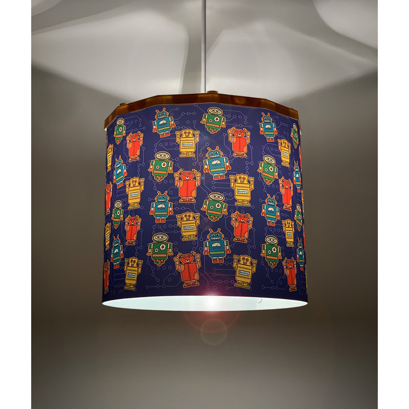 Samrat 25 cm H Drum Pendant Shade ( Spider ), Blue