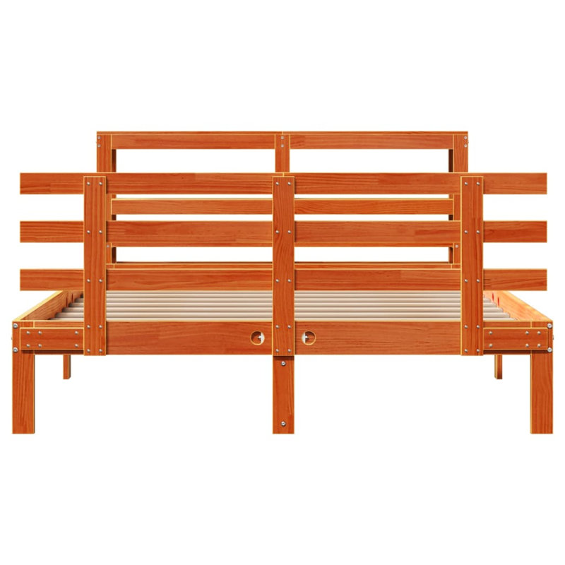 Bed Frame With Headboard Without Mattress, Double (4'6), Wax Brown
