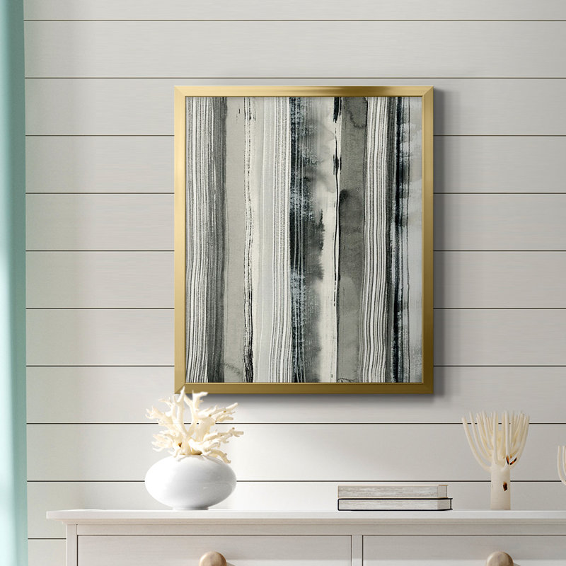 Toile encadrée de qualité supérieure «Differing Parallels I» - prête à être accrochée, Or, H 20 po x l 16 po