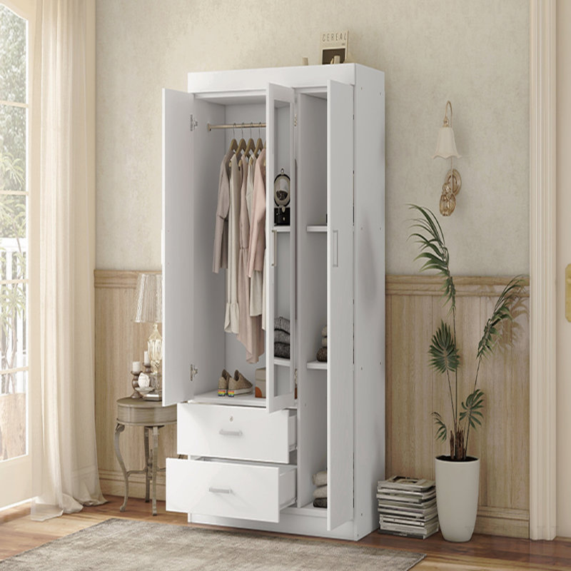 Armoire à miroir 3 portes avec tablettes, blanc (LP006601AAK)