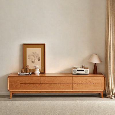 Cherry wood modern and simple TV cabinet