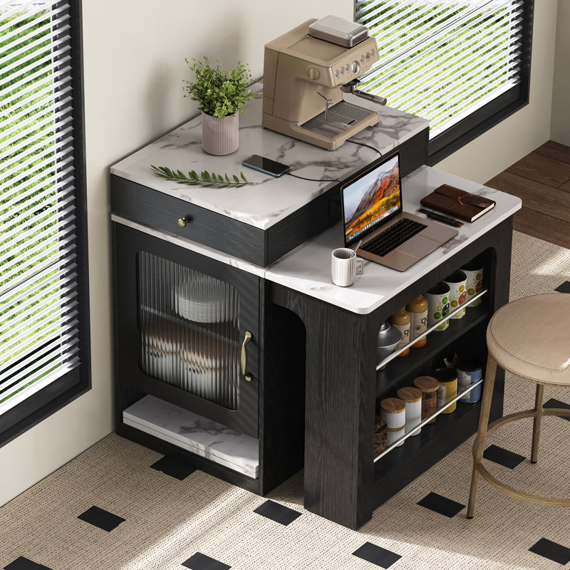 71 cm W Kitchen Island with, Black