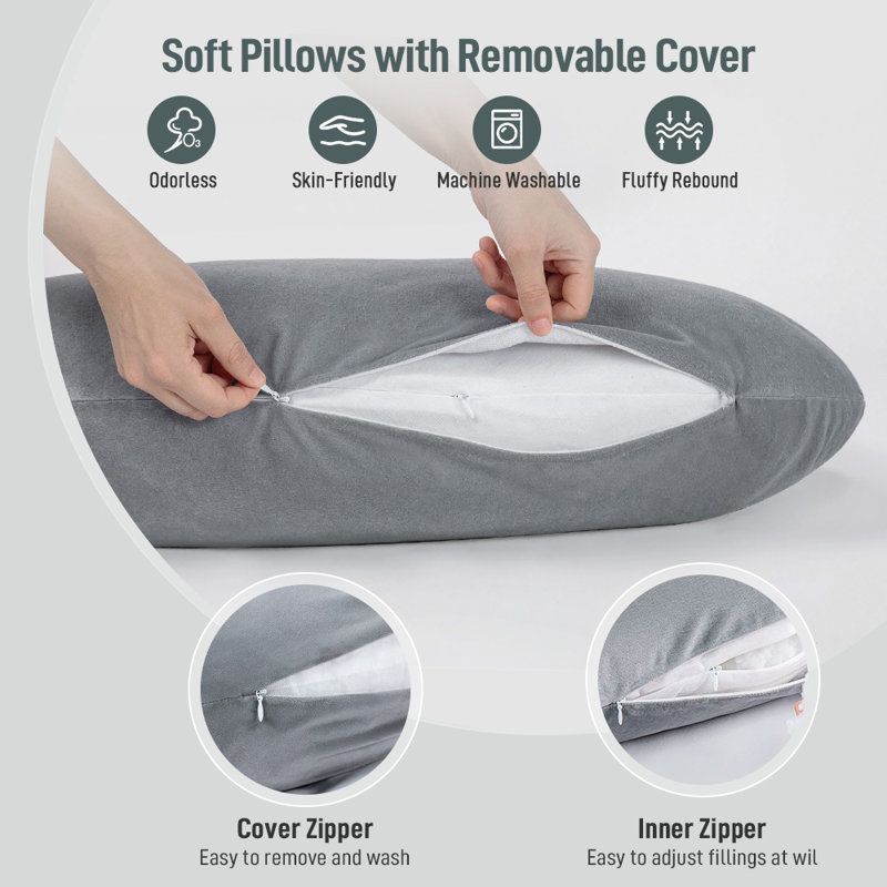 Coussins de grossesse avec coussin de coin réglable, oreiller de maternité complet en U avec housse amovible - soutien pour le dos, les jambes, le ventre, les hanches pour les femmes enceintes qui dorment 