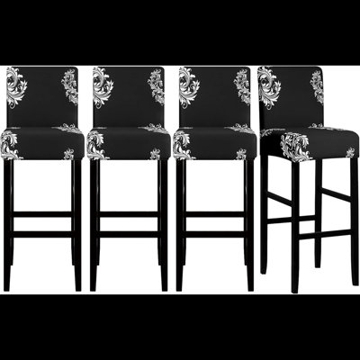 Housse pour tabouret de bar Jacquard - Paquet de 4 housses extensibles pour chaise de salle à manger pivotante courte