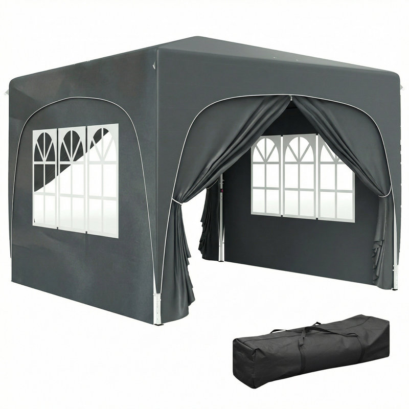 Outsunny 3 x 3(m) Pop Up Gazebo with Sides, Carry Bag, UPF50+, Dark Grey