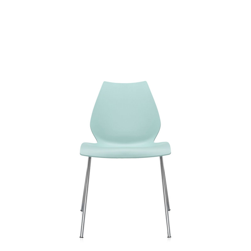 Maui Chair by Vico Magistretti, Light Blue, Chrome Steel