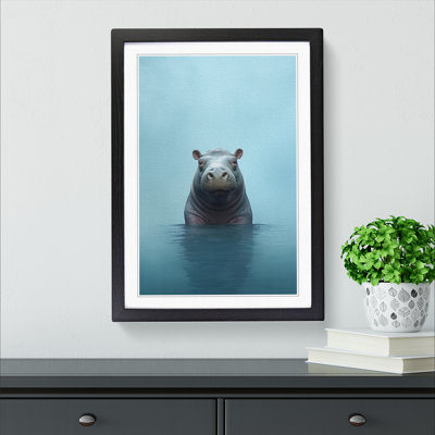 Hippo Minimalism - Framed Print