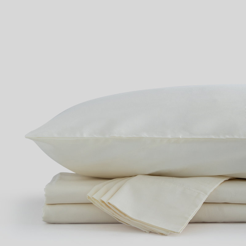 Ensemble de draps en percale 100% coton 300 fils Percale, Ivoire, Ensemble de draps pour lit simple avec un drap-hou
