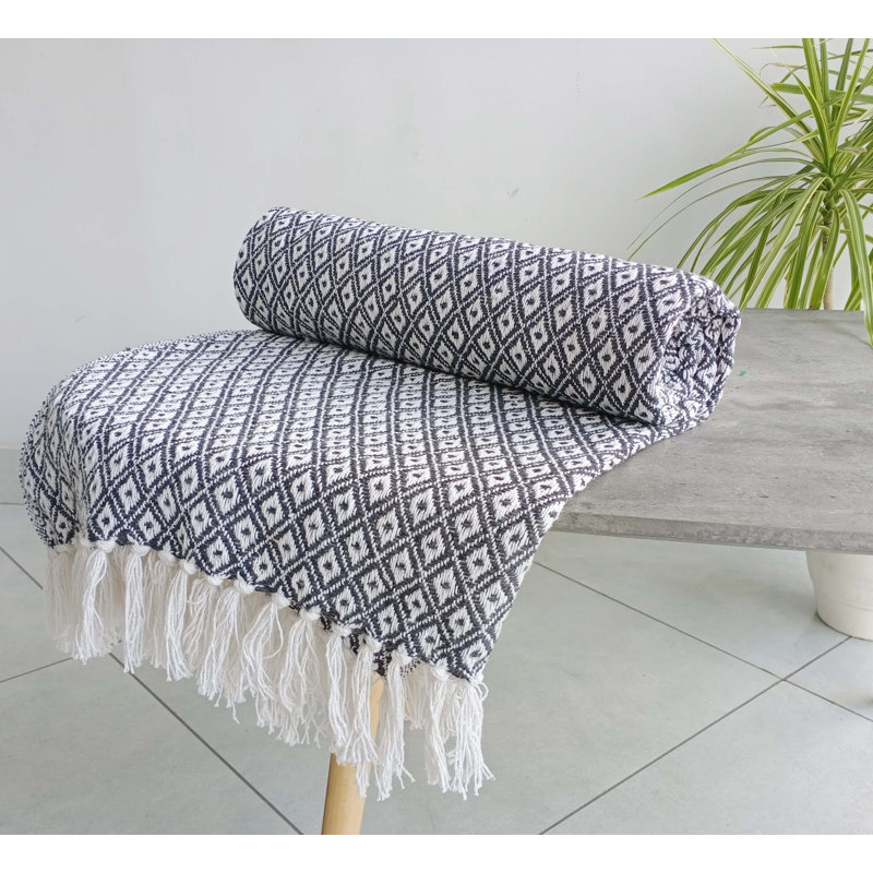 Cimino Machine Woven Throw Blanket, W228 x L254cm, Charcoal