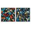Cortlan - Ensemble de 2 collages carrés à formes abstraites-101846218-101846219