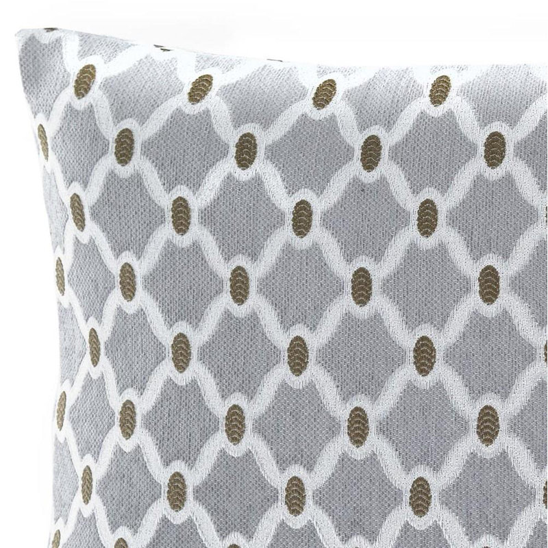 Beauville Geometric Square Cushion, Silver/Cream
