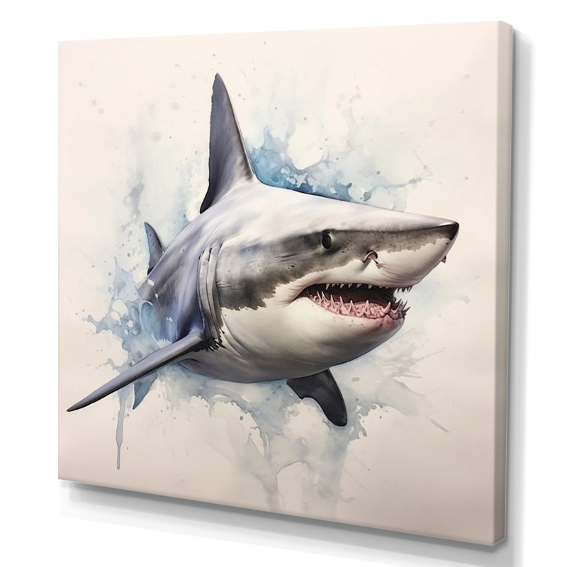 " Fierce Shark I ", 30" H x 30" W x 1" D, Wrapped Canvas