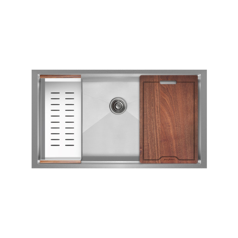 Rivage Basin Undermount Kitchen Workstation Sink, 33 in x 19 in, Single