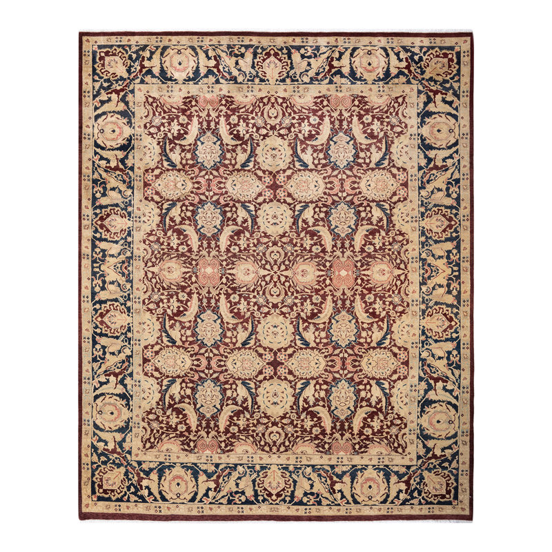 Tapis unique noué à la main Gebhart - rouge, 8 pi 2 po x 10 pi 3 po