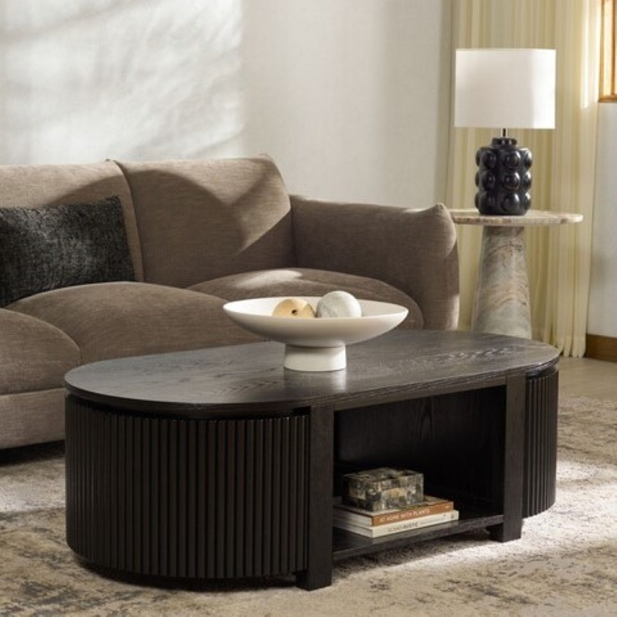 Christy 25" Oval Coffee Table, Black