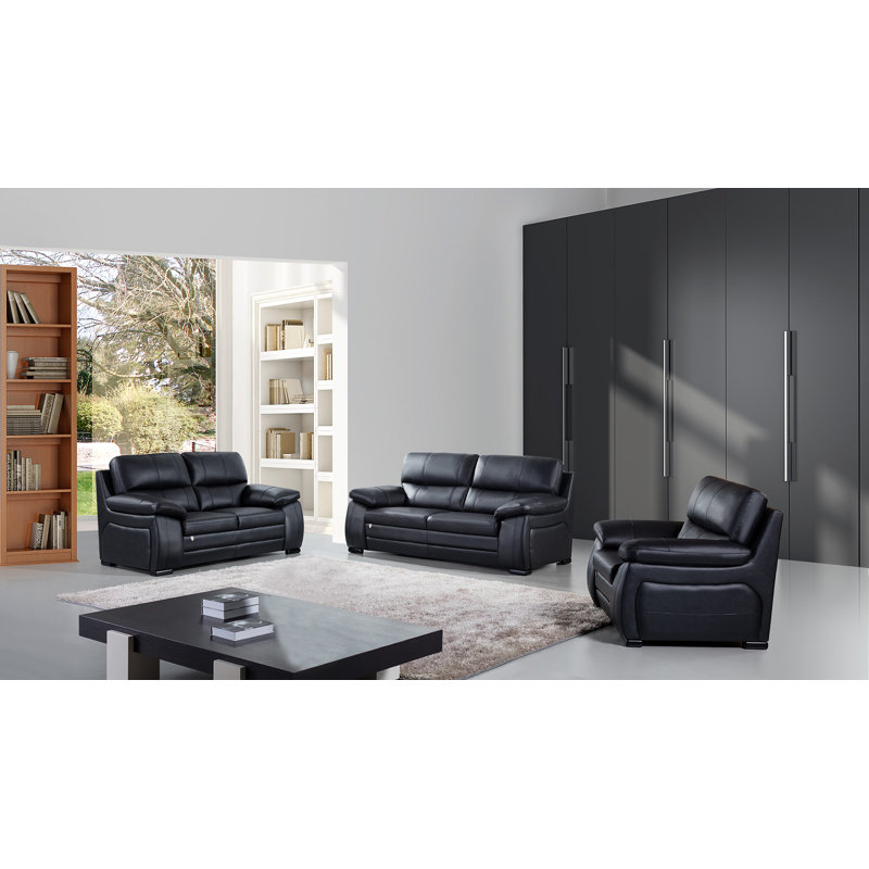 Azcuy Genuine Leather Pillow Top Arm Sofa, null