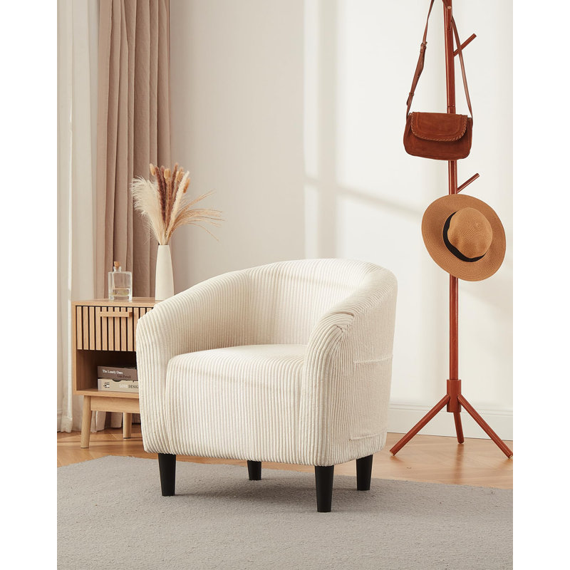 Fauteuil Sherpa Accry, Velours côtelé blanc