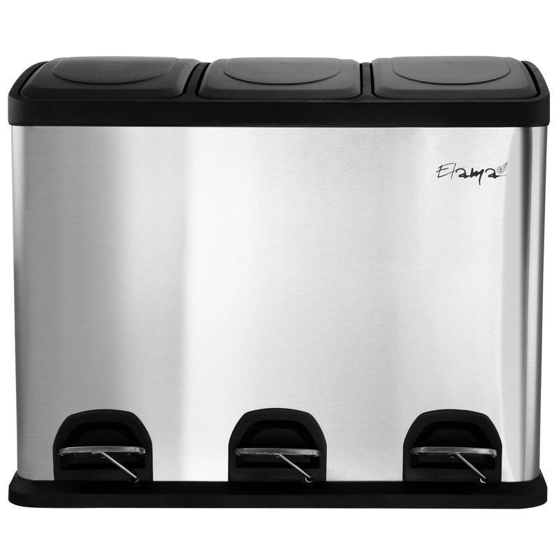 Steel Step On Multi-Compartments Trash & Recycling Bin - 4 Gallons