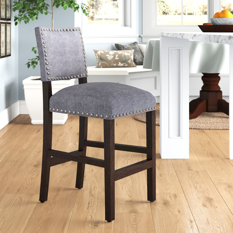 Solita Solid Wood Counter Stool, Gray