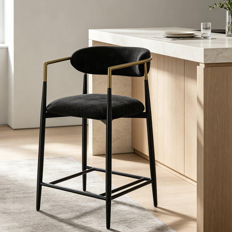Chaise de salle à manger de luxe en tissu noir