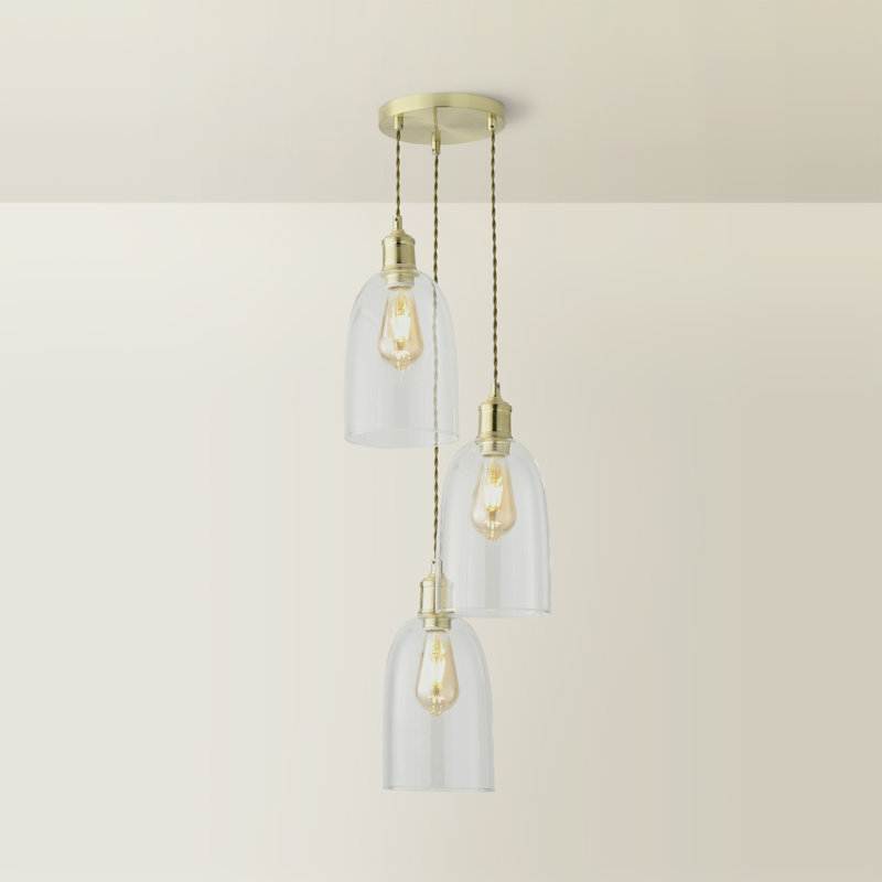 3 - Light Pendant, Brushed Gold