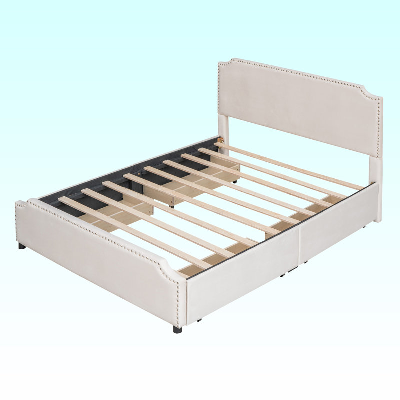 Grand lit plateforme avec rangement Ficarra, Blanc